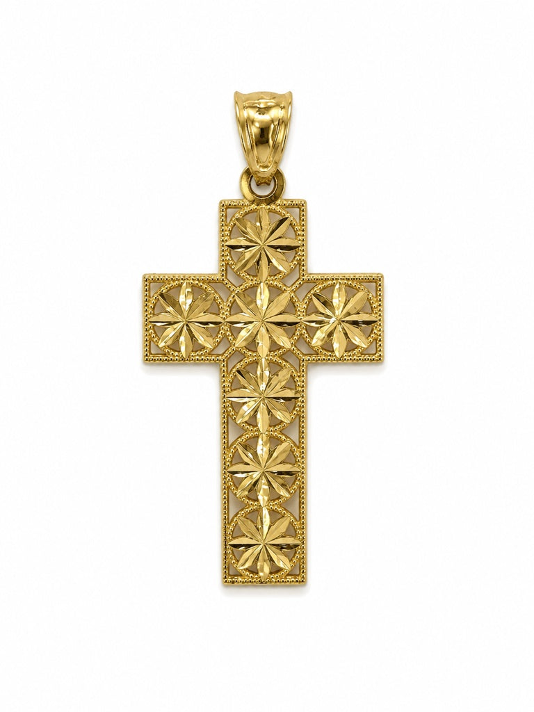 14KT MODERN DIAMOND CUT DETAIL SQUARE CROSS PENDANT Weight 1.1GR