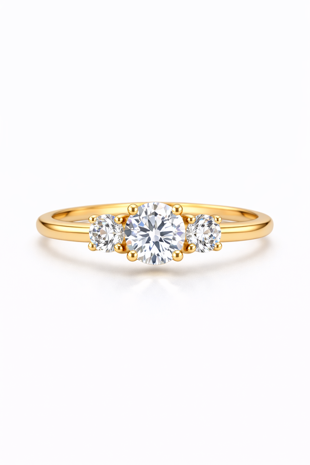 14KT 3STONES SOLITARE RING Size 7 Weigth 2.50GRS