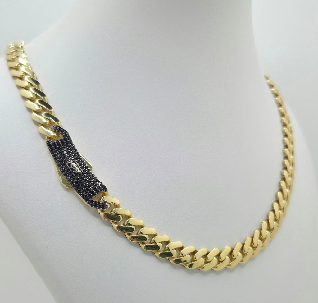 10KT CERTIFIED MONACO CHAIN BLACK CZ CLOSURE Size 20INCH 8MM Weight 20.3GR