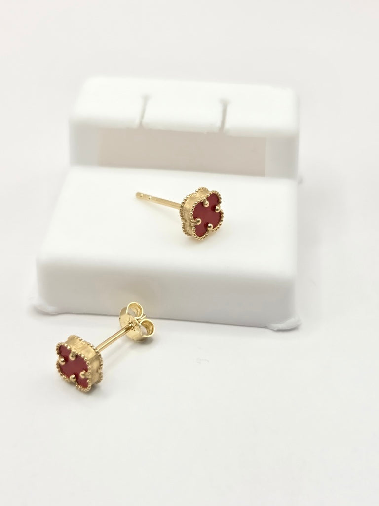 14KT EXTRA SMALL RED CLOVER EARRINGS Size EXTRA SMALL Weigth 1GR