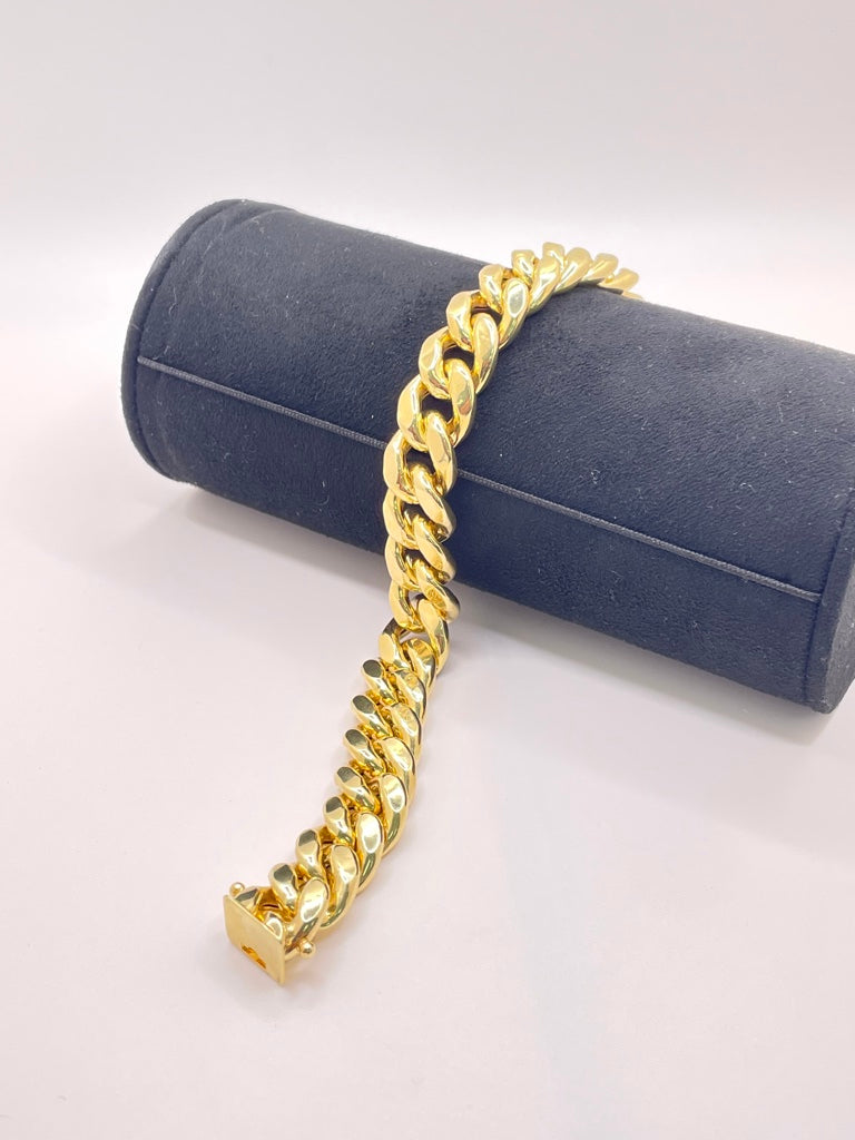 10KT HOLLOW MIAMI CUBAN BRACELET Size 9INCH 13MM Weight 36.6GR