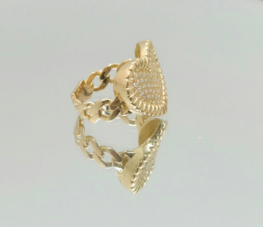 10KT ELEGANT CZ HEART RING Size 7 & 8 Weight 4.1GR