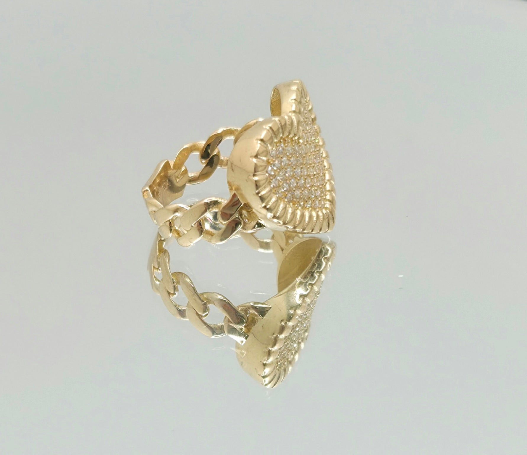 10KT ELEGANT CZ HEART RING Size 7 & 8 Weight 4.1GR