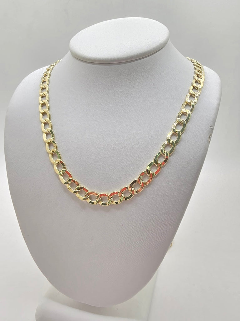 10KT HOLLOW  CUBAN CURB FLAT CHAIN Size 22INCH 5.5MM Weight 10GR