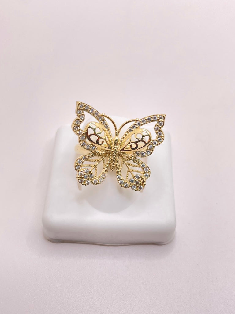 10KT FANCY GOLDEN BUTTERFLY RING Size 8 Weight 4.4GR