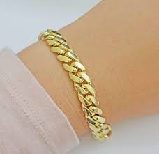 10KT SOLID MIAMI CUBAN BRACELET Size 8INCH 9MM Weigth 45GR