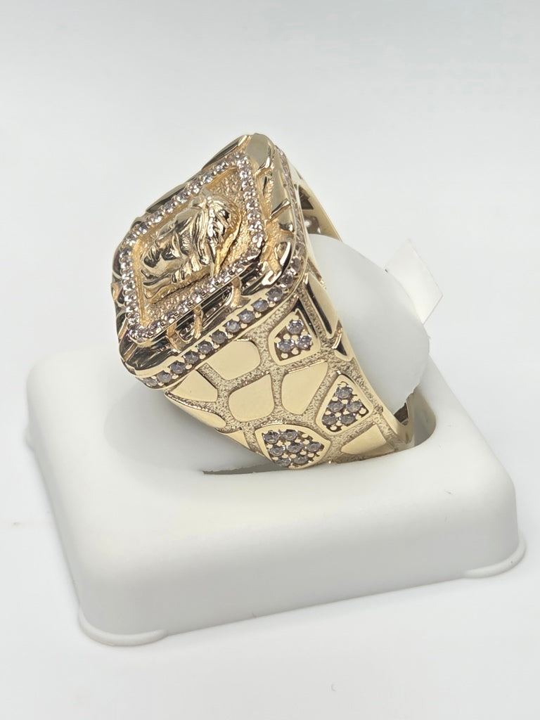 10KT NUGGETS DESIGN MEDUSA MAN'S RING Size 12 Weigth 8.1GR