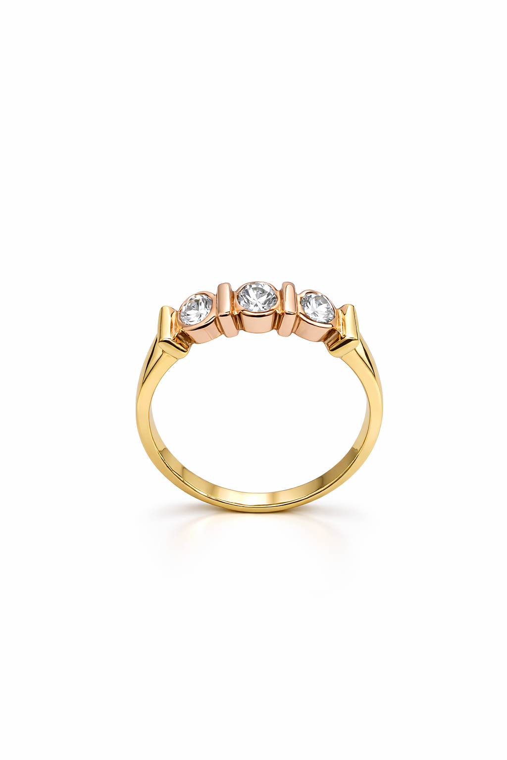 14KT EXOTIC THREE STONE DESIGN DIAMOND RING Size 7 Weigth 4GR