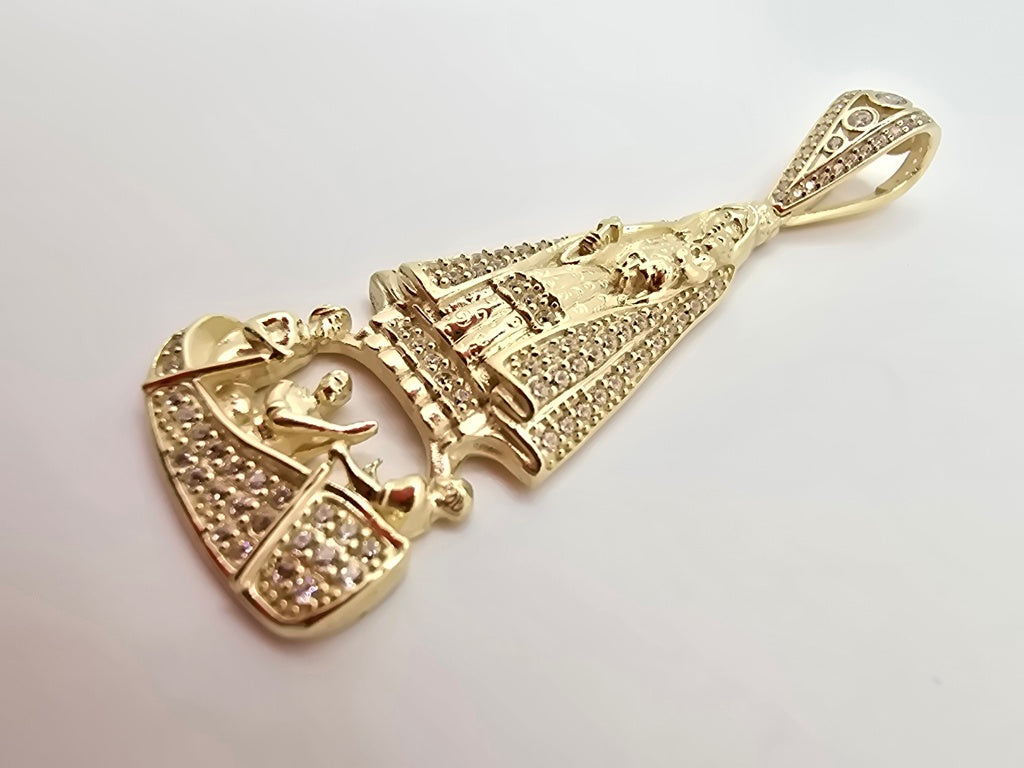 10KT LARGE CZ CARIDAD PENDANT Weight 9.6GR