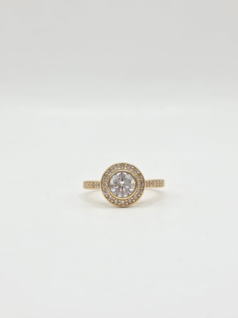 14KT CZ FRAME ROUND PROMISE RING Size 7 Weigth 2GR