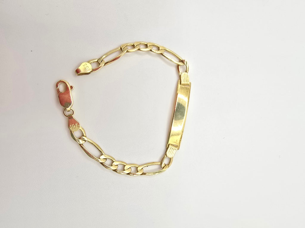 10KT FIGARO BABY ID BRACELET Size 6INCH 5.5MM Weight 3.6GR