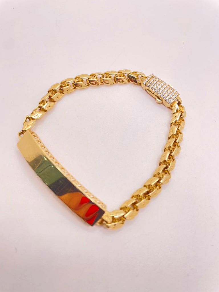 10KT ID CHINO LINK STYLE BRACELET Size 7INCH 5.5MM Weight 10GR