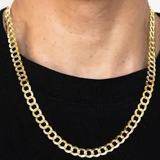 14KT SPECIAL OFFER SOLID CUBAN CURB FLAT CHAIN Size 22INCH 7MM Weigth 26.4GR