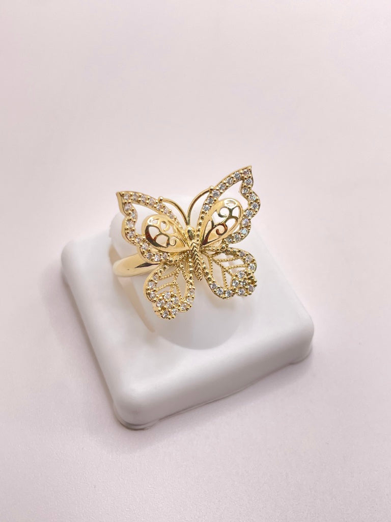 10KT FANCY GOLDEN BUTTERFLY RING Size 8 Weight 4.4GR