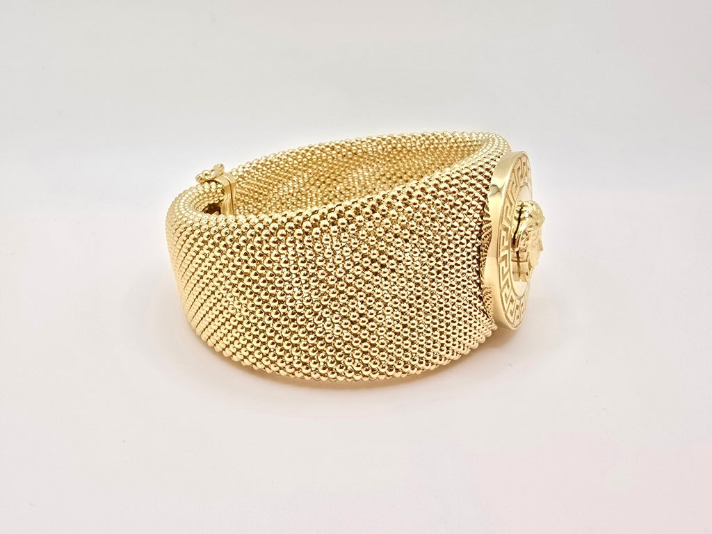 10KT BIG MEDUSA STYLE MILANESA BRACELET 8.5INCH