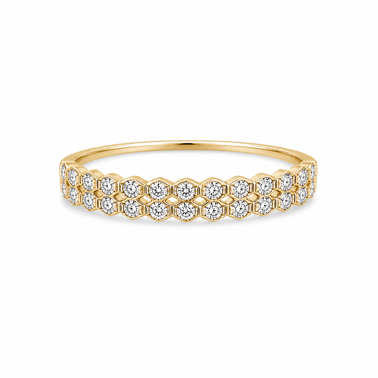 10KT ELEGANT RING WITH CZ DETAILS SIZE 7.5 Weight 1.1GR