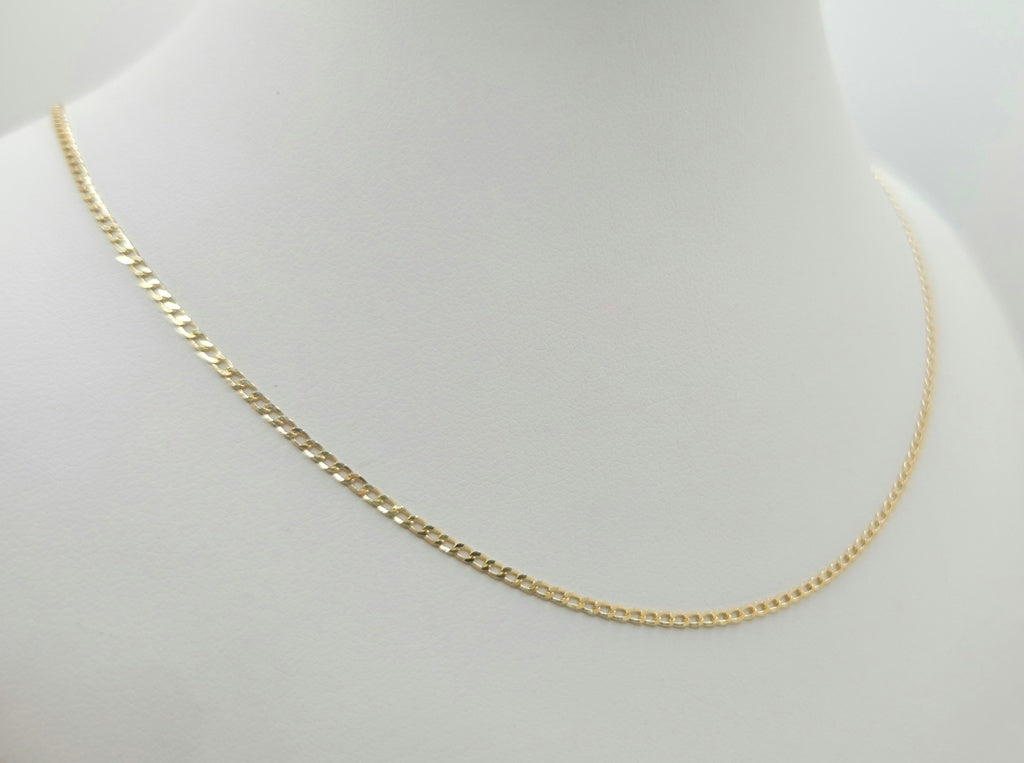 10KT SOLID CUBAN CURB FLAT CHAIN Size 22INCH 1.5MM Weight 2.9GR