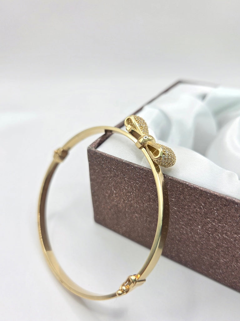 10KT MODERN CZ RIBBON BANGLE Size 4MM Weigth 7.7GR