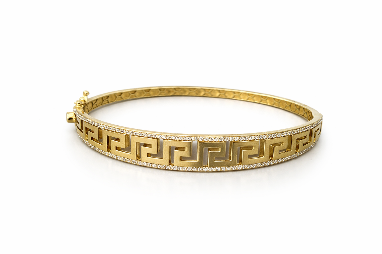 10KT CZ FRAME GREEK SILHOUETTE BANGLE Weigth 8.4GR