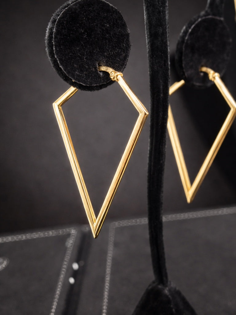 14KT MODERN DIAMOND-SHAPE HOOPS EARRINGS Weight 2.7GR
