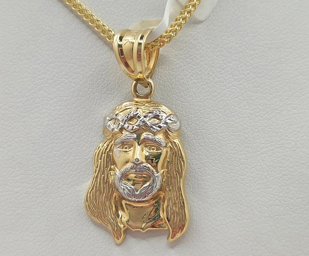 10KT TWO TONE JESUS FACE PENDANT Size SMALL Weight 1.9GR