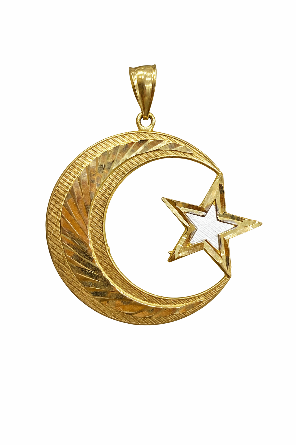 10KT HALF MOON AND STAR PENDANT Size LARGE Weigth 5.2GR
