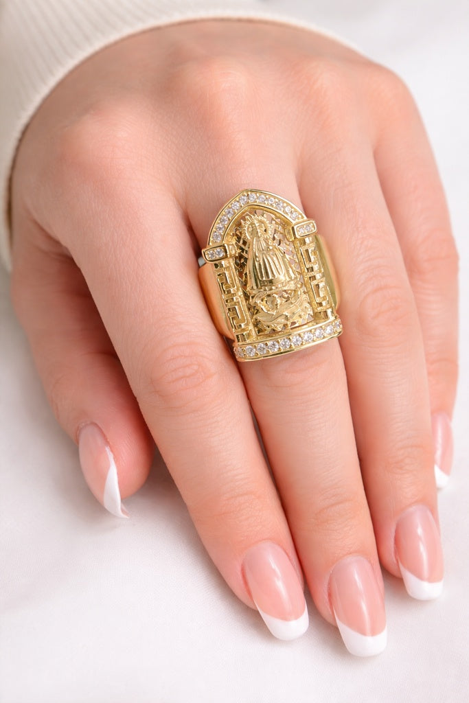 10KT VIRGEN DE LA CARIDAD RING+MAN Size 12.5 Weigth 5.9GR