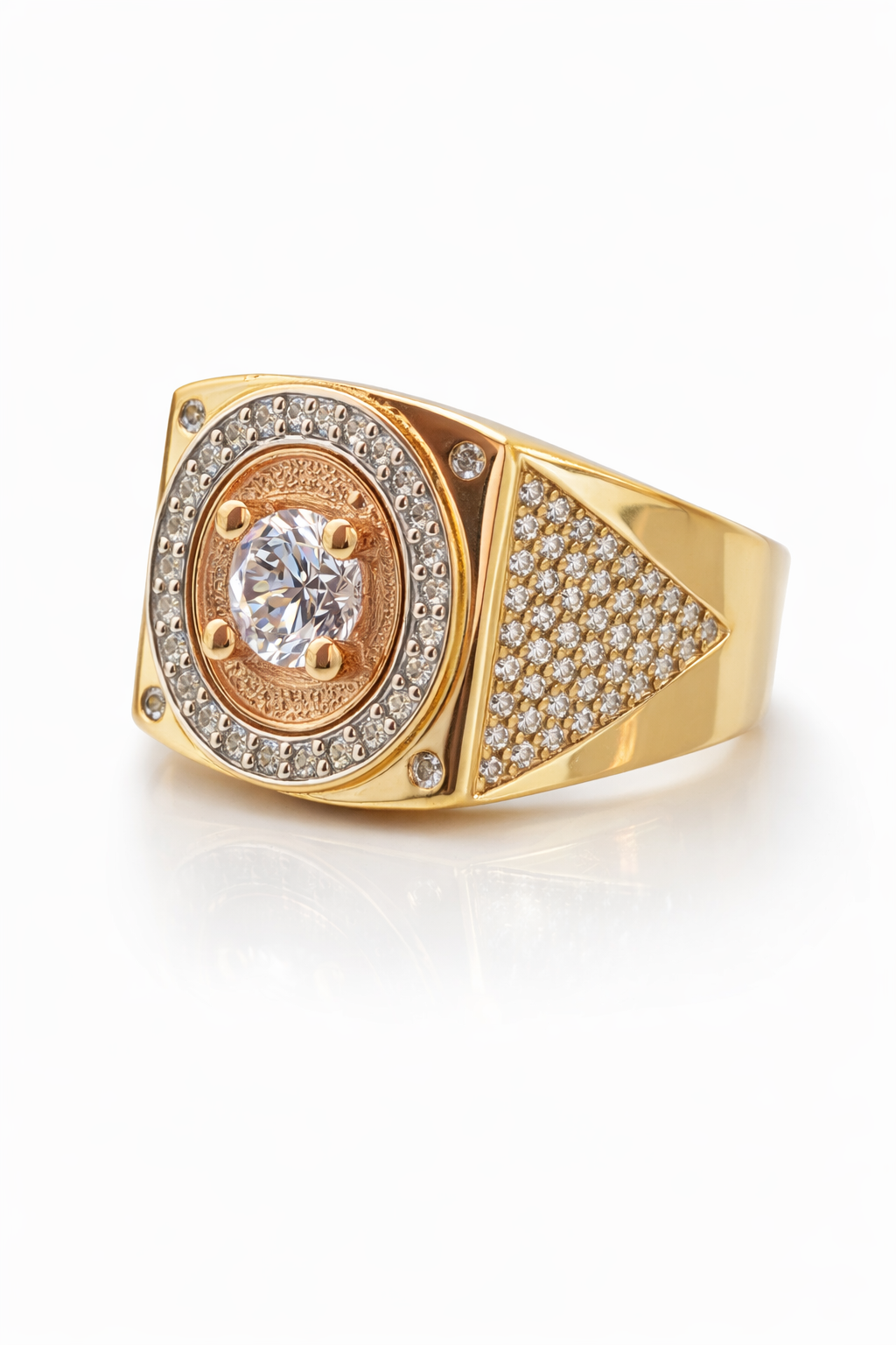 14KT ELEGANT STONE CENTER DETAIL RING Size 10 Weigth 7.5GR