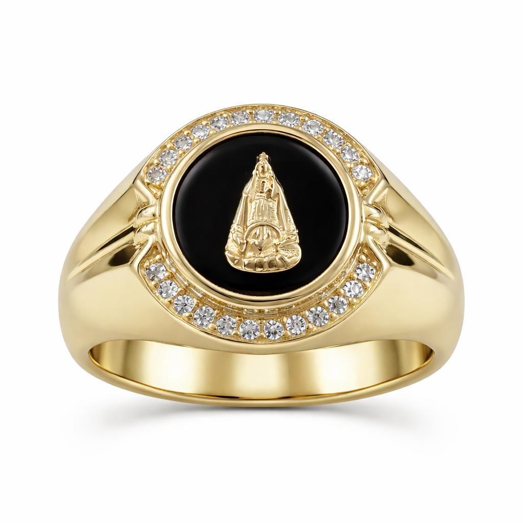 10KT ROUND ONIX CARIDAD RING Size 11.5  Weigth 5.25GRS