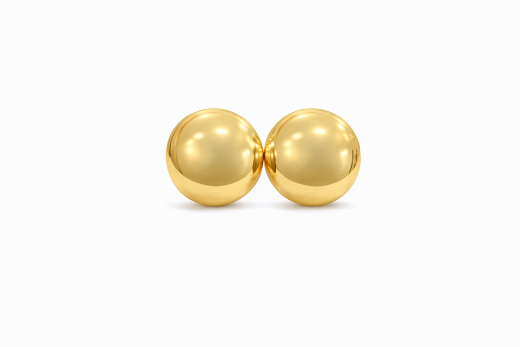 10KT VINTAGE MEDIUM PLAIN ROUND OMEGA BACKS EARRINGS  Weight 6.1GR
