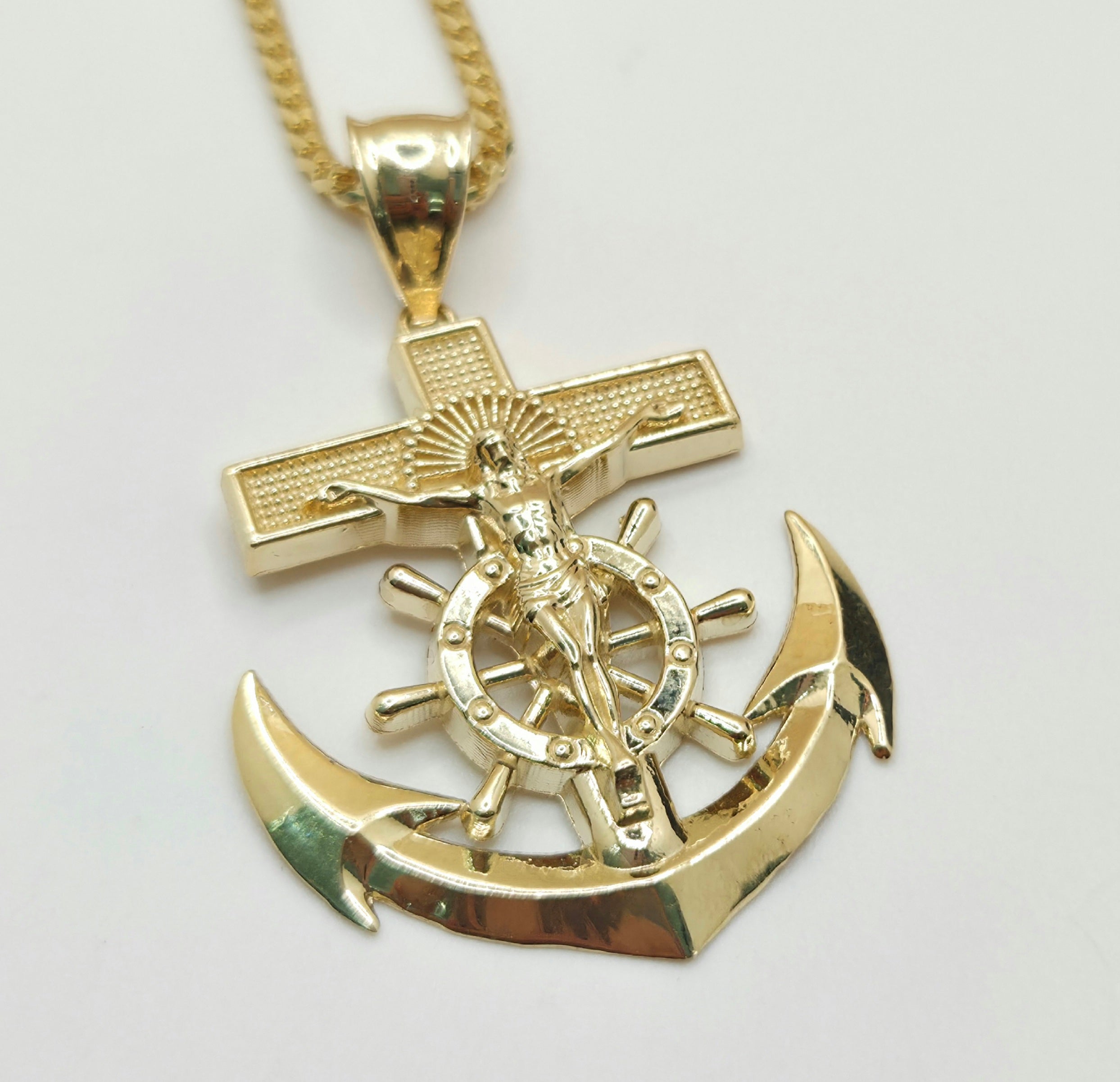 10KT LARGE ANCHOR JESUS PENDANT Weight 7.3GR