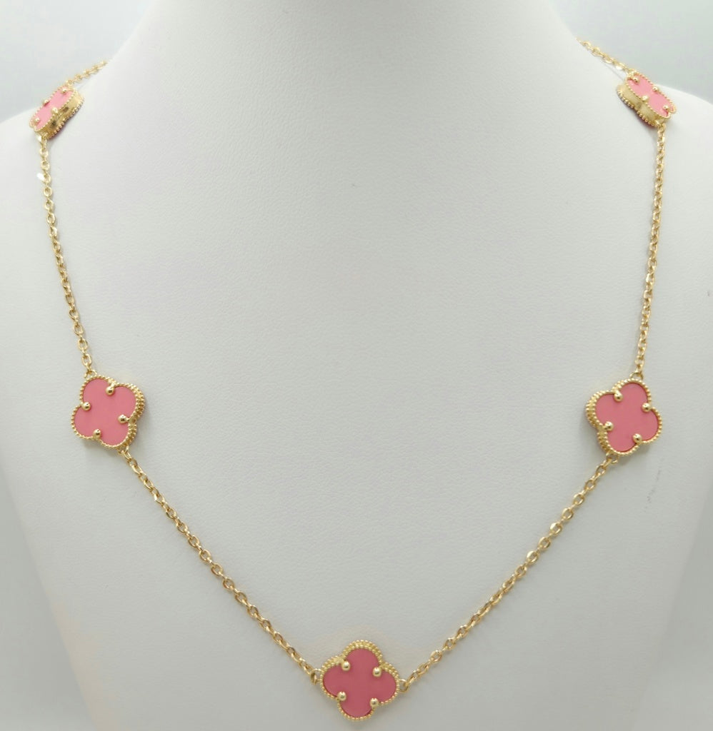 14KT PINK MEDIUM CLOVER CHAIN Size 18INCH LARGE Weight 5.7GR