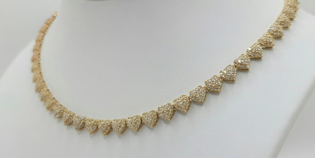 14KT SMALL WHITE CZ HEARTS NECKLACE Size 20INCH Weight 30.1GR
