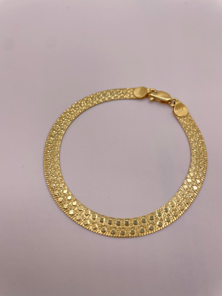 10KT NUGGETS DESIGN GOLD FLAT BRACELET Size 7 INCH Weigth 5.2GR