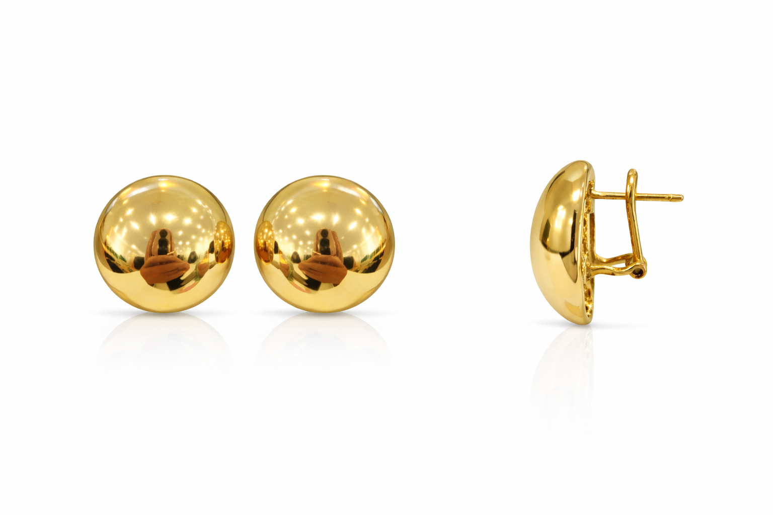 10KT VINATGE SMALL ROUND PLAIN OMEGA BACK EARRINGS Weight 4.6GR