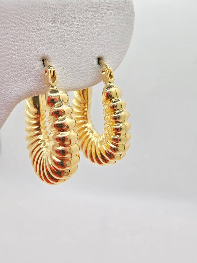 14KT INFLATED SHELL DESING HOOPS EARRINGS Weight 3.2GR