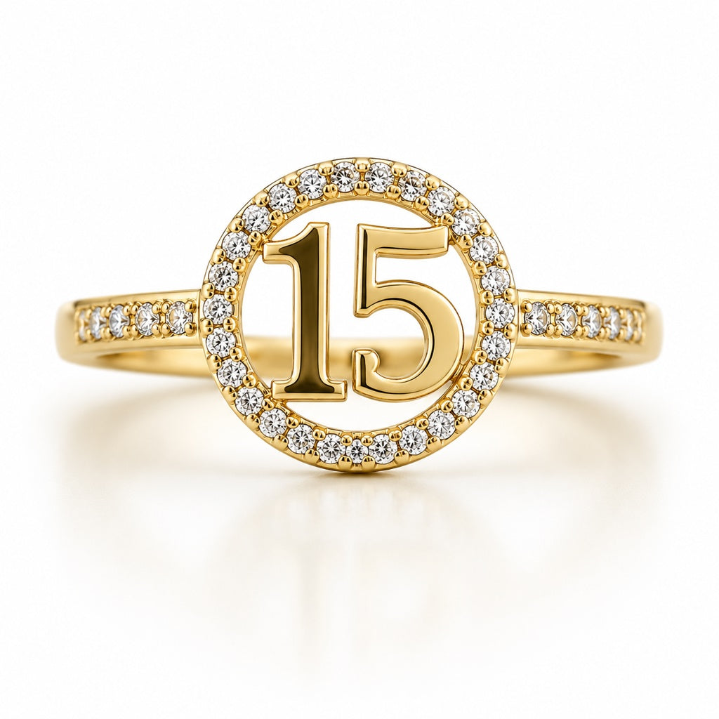 14KT ROUND FIFTEEN DELICATE RING Size 7 Weigth 1.4GR