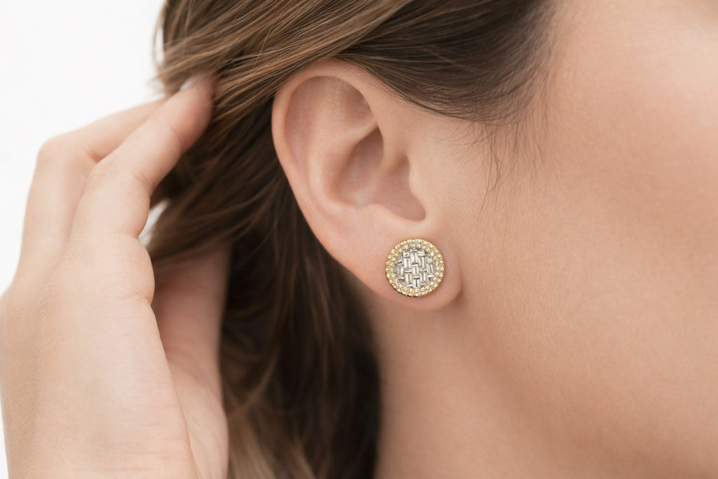 14KT DELICATE ROUND NATURAL DIAMOND EARRINGS