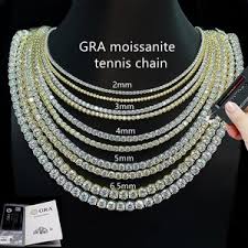925 18CTW MOISSANITE TENNIS CHAIN  Size 22INCH 3MM