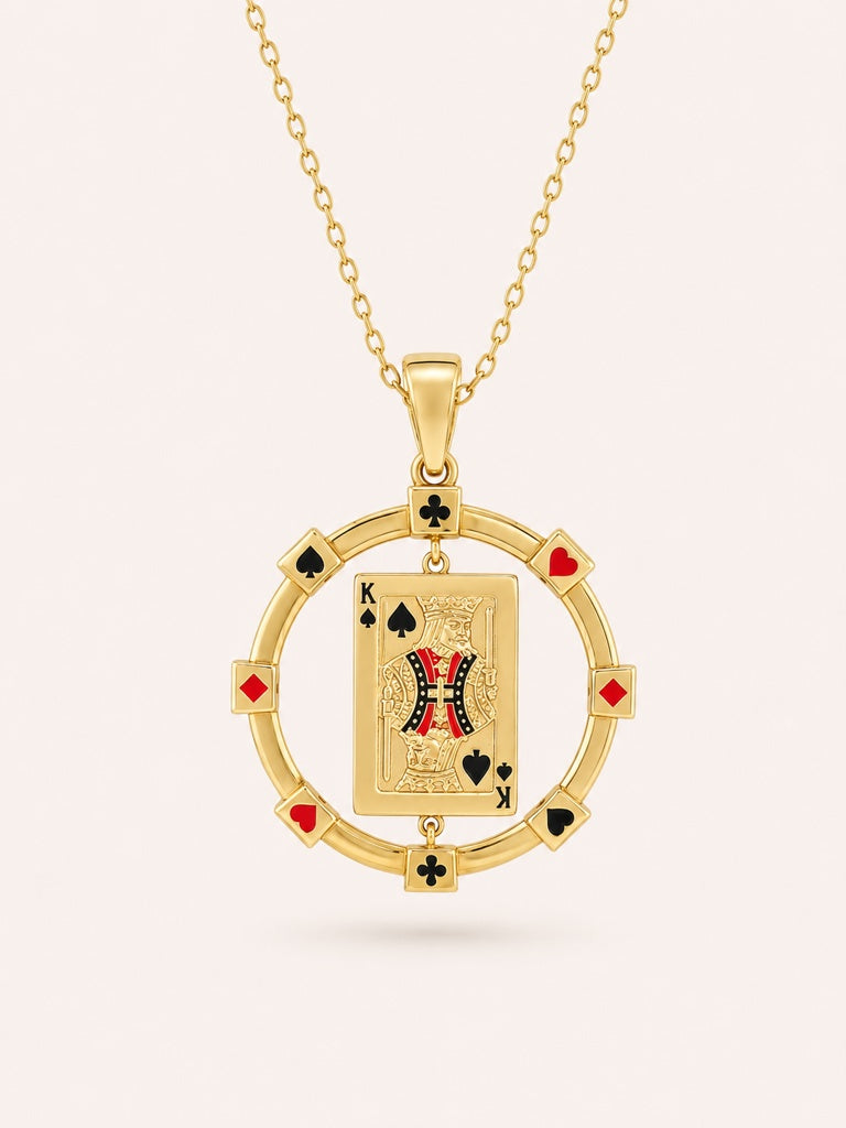 10KT MODERN CIRCULAR CARD GAME K PENDANT Weight 6.2GR
