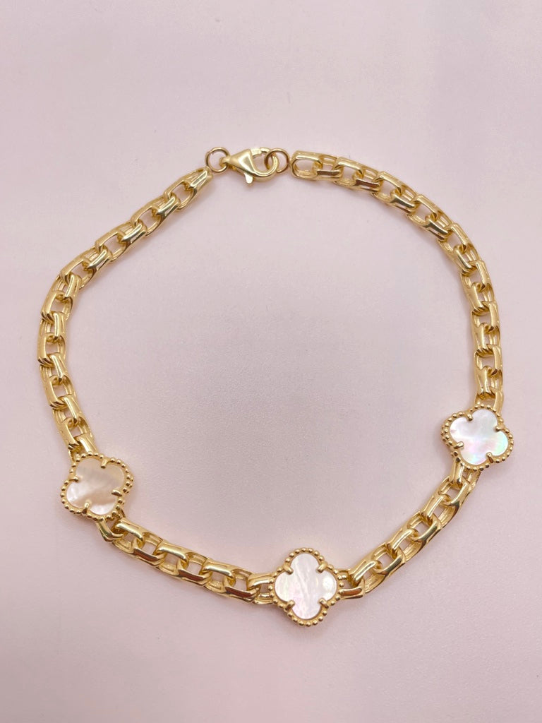 10KT FLOWER BRACELET Size 7INCH 4MM Weigth 6.67GR