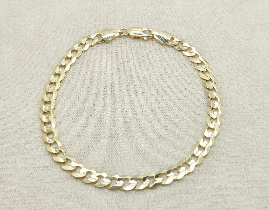14KT SPECIAL OFFER  SOLID CUBAN CURB FLAT BRACELET CLOSE LINK Size 8INCH 8.5MM Weight 16.6GR