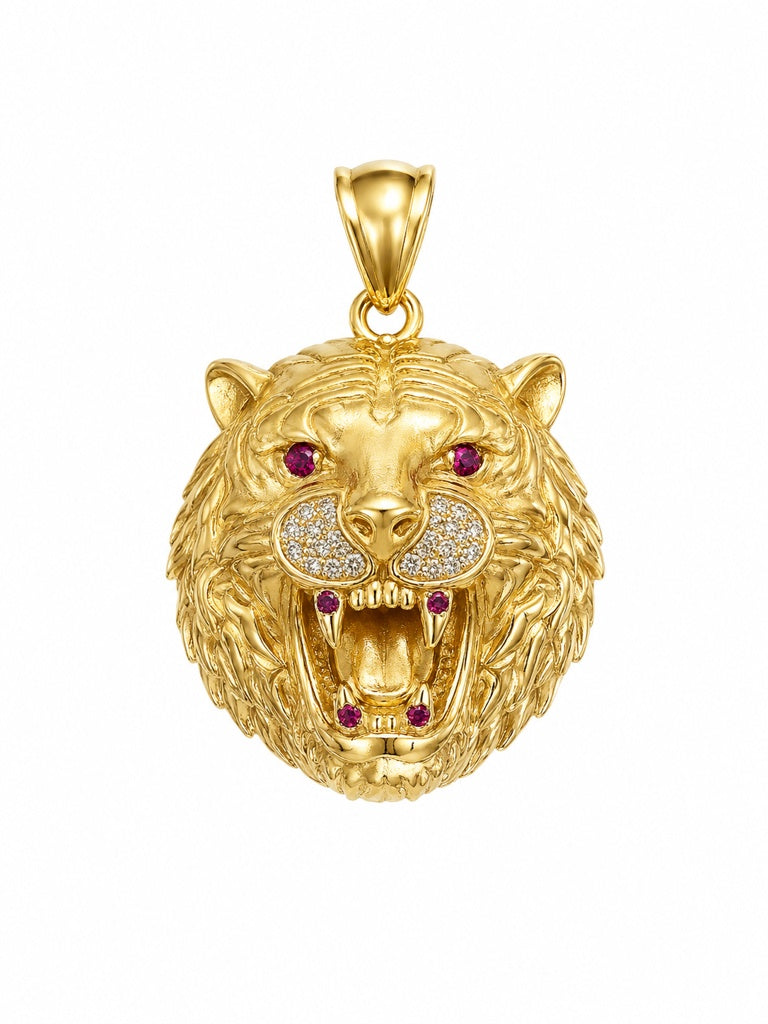 10KT CZ LION PENDANT Size