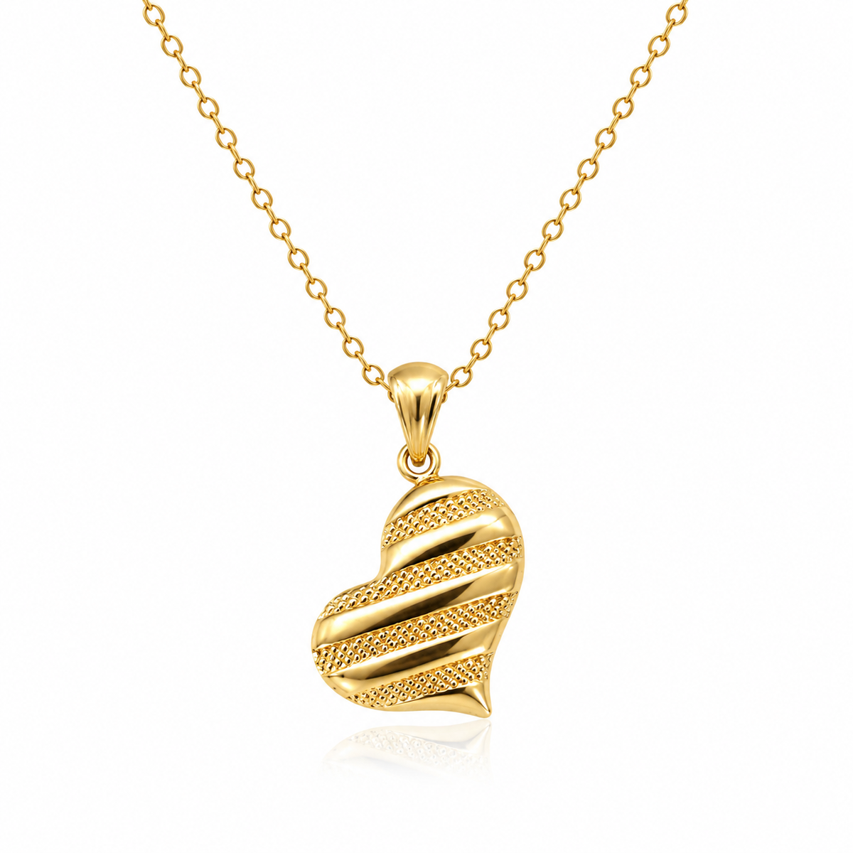 14KT INFLATED HEART RIBBED DETAILS PENDANT  Weigth 1.9GR