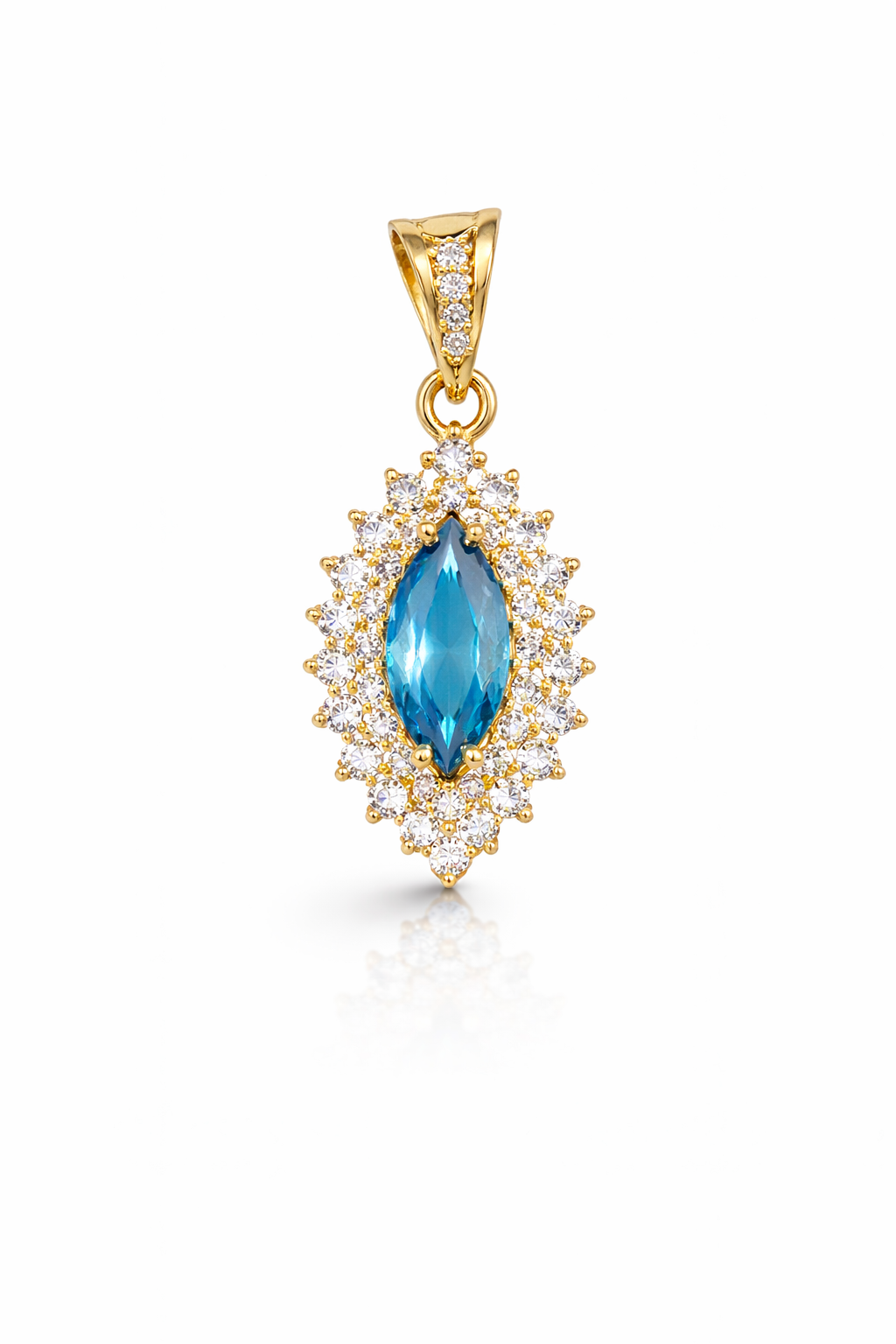 10KT VINTAGE OVAL CZ SKY BLUE STONE PENDANT Weight 2.1GR