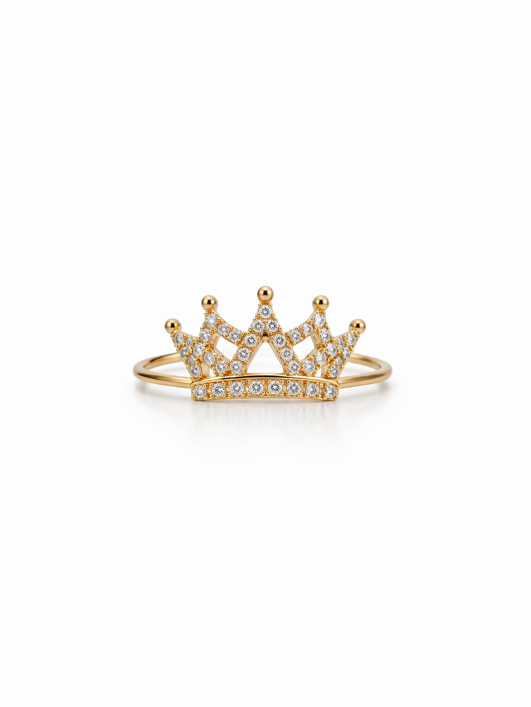 10KT DELICATE QUEEN CROWN RING WITH ZIRCONIA INSIDE Size 7 Weight 1.73GR