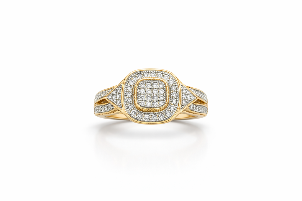 10KT SQUARE DESIGN MODERM DIAMOND RING Size 7/0.20CT