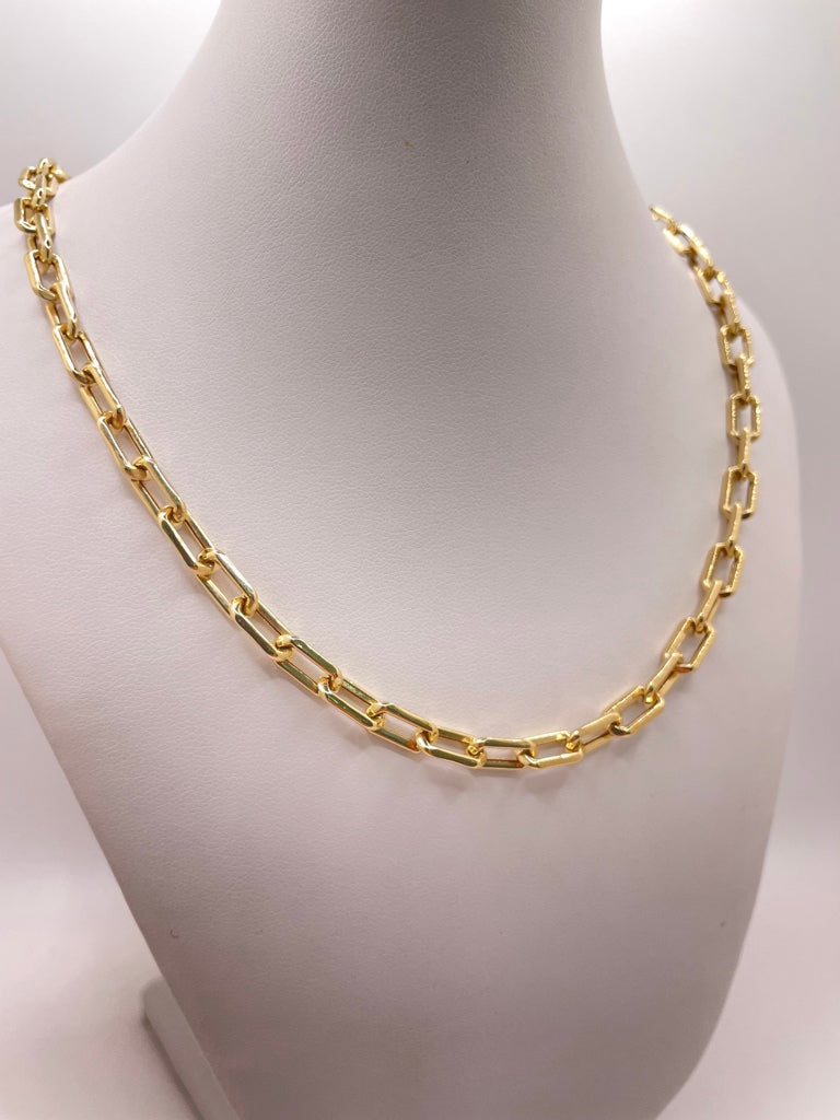 14KT PAPER CLIP CHAIN 18INCH 6MM