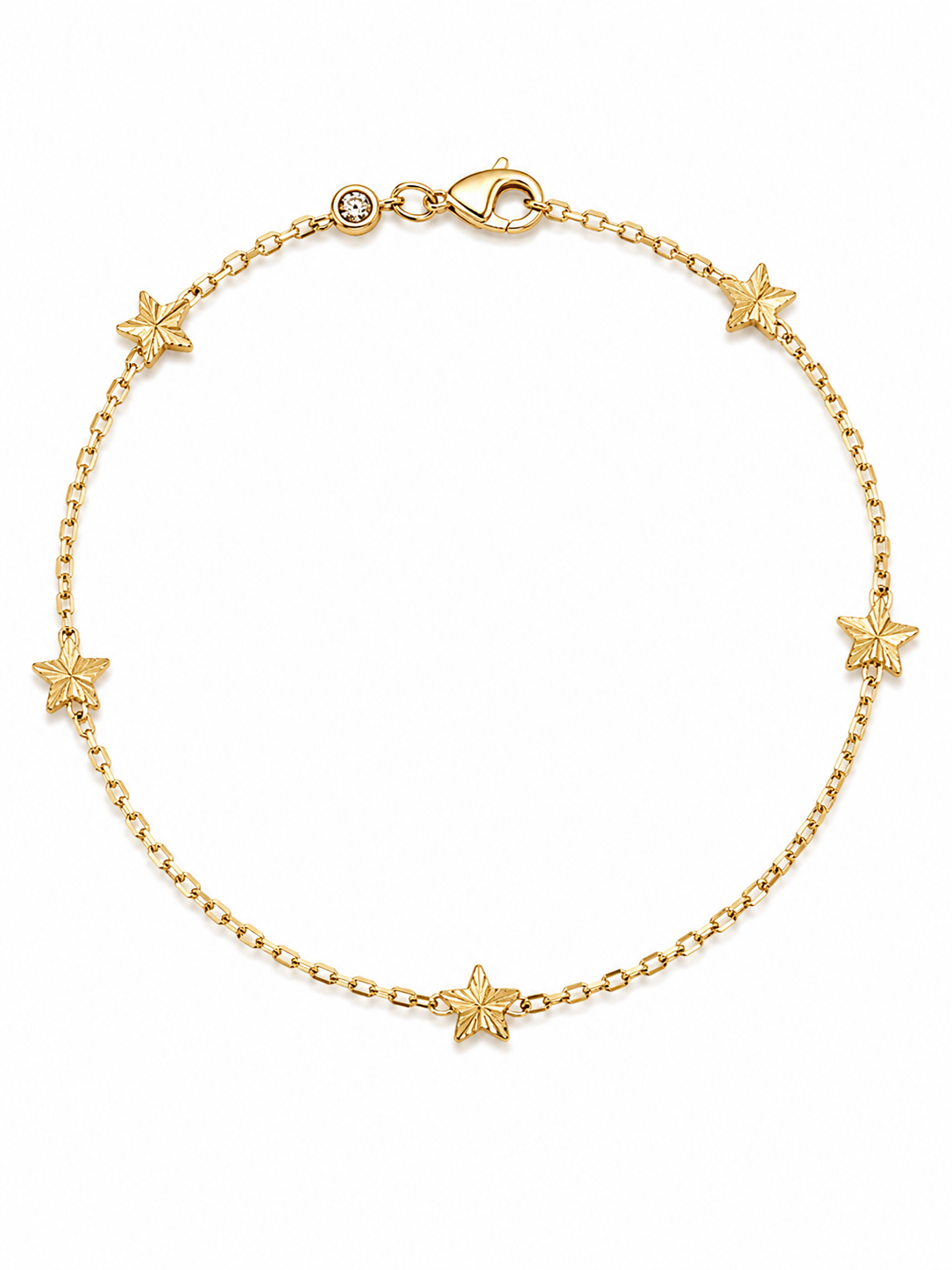 10K STARS ROLO BRACELET Size 7INCH 2MM