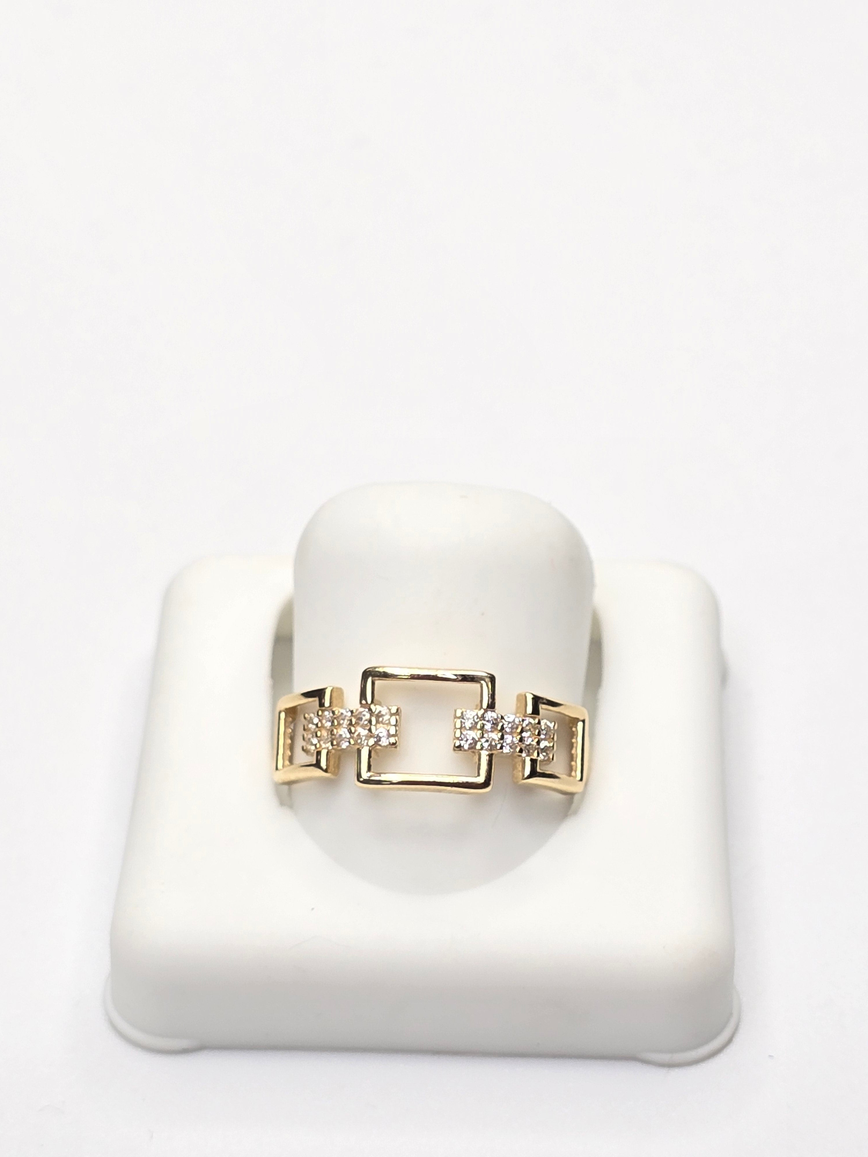 14KT DELICATE SQUARE CHAIN RING Size 7 Weigth 1.2GR